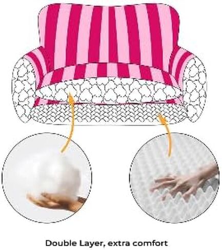 Black and White Striped Pet Bed for Dogs up to 60lbs, Cute Sofa Dog Bed, Size 47.24" x 27.55" x 15.75" (Black/White, XX-Large) in Saudi Arabia