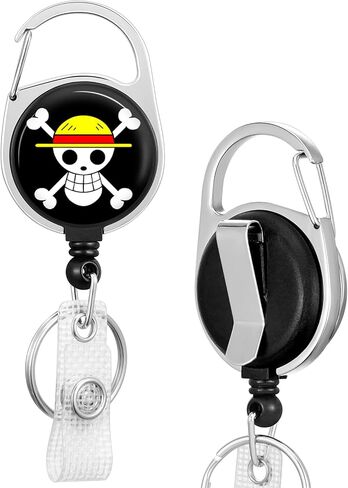 Badge Reels Holder Retractable Keychain Heavy Duty with ID Clip for Nurse Key Card Name Tag Cute Anime Cartoon Skull Medical Work Office Key Retractor Leash Metal Carabiner Belt Clip in Saudi Arabia