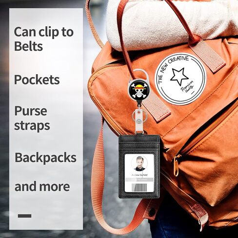 Badge Reels Holder Retractable Keychain Heavy Duty with ID Clip for Nurse Key Card Name Tag Cute Anime Cartoon Skull Medical Work Office Key Retractor Leash Metal Carabiner Belt Clip in Saudi Arabia