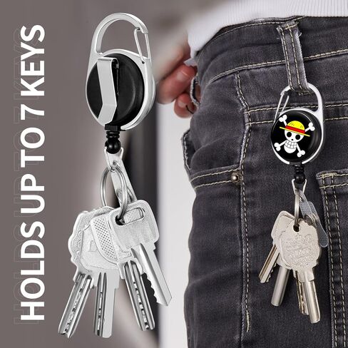 Badge Reels Holder Retractable Keychain Heavy Duty with ID Clip for Nurse Key Card Name Tag Cute Anime Cartoon Skull Medical Work Office Key Retractor Leash Metal Carabiner Belt Clip in Saudi Arabia