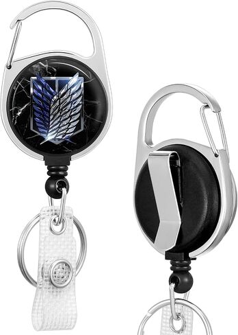 Badge Reels Holder Retractable Keychain Heavy Duty with ID Clip for Nurse Key Card Name Tag Cute Anime Cartoon Skull Medical Work Office Key Retractor Leash Metal Carabiner Belt Clip in Saudi Arabia