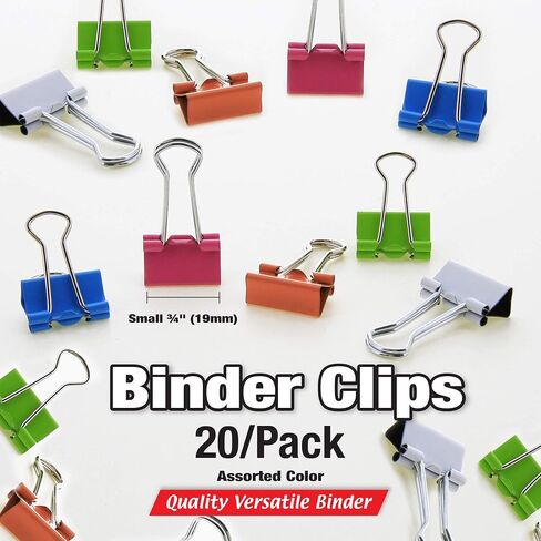 BAZIC Products Small 3/4" (19mm) Assorted Color Binder Clip (20/Pack), 263 in Saudi Arabia