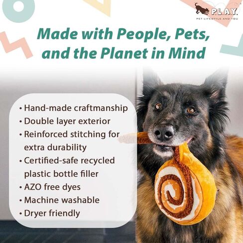 يلعب. ألعاب قطيفة لطيفة للكلاب - لعبة مضغ متينة تصدر صوت صرير تحت عنوان مقهى الطعام، رائعة للجراء وسلالات الكلاب الصغيرة والمتوسطة والكبيرة - قابلة للغسل في الغسالة، مواد معاد تدويرها (Pup Cup Cafe Cinna-bone) in Kuwait