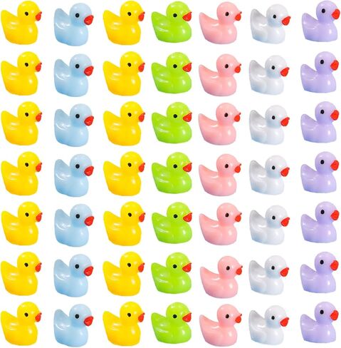 100 قطعة من البط الراتنج الصغير الملون من DERAYEE، تماثيل صغيرة مصغرة، حديقة خرافية صغيرة، منظر طبيعي لحوض السمك، بيت الدمى، زينة نباتات بوعاء للحرف اليدوية لديكورات المنزل والمكتب in Kuwait