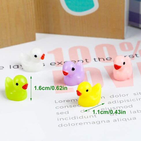 100 قطعة من البط الراتنج الصغير الملون من DERAYEE، تماثيل صغيرة مصغرة، حديقة خرافية صغيرة، منظر طبيعي لحوض السمك، بيت الدمى، زينة نباتات بوعاء للحرف اليدوية لديكورات المنزل والمكتب in Kuwait