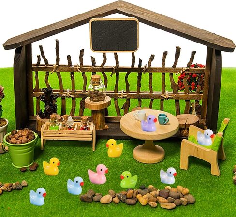 100 قطعة من البط الراتنج الصغير الملون من DERAYEE، تماثيل صغيرة مصغرة، حديقة خرافية صغيرة، منظر طبيعي لحوض السمك، بيت الدمى، زينة نباتات بوعاء للحرف اليدوية لديكورات المنزل والمكتب in Kuwait