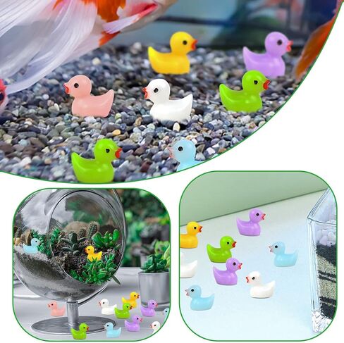 100 قطعة من البط الراتنج الصغير الملون من DERAYEE، تماثيل صغيرة مصغرة، حديقة خرافية صغيرة، منظر طبيعي لحوض السمك، بيت الدمى، زينة نباتات بوعاء للحرف اليدوية لديكورات المنزل والمكتب in Kuwait