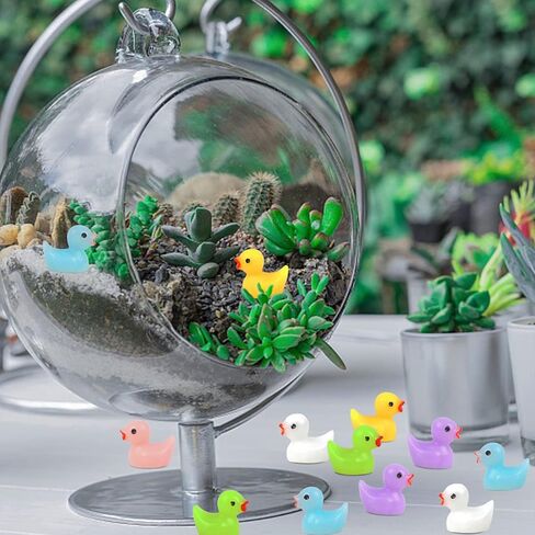 100 قطعة من البط الراتنج الصغير الملون من DERAYEE، تماثيل صغيرة مصغرة، حديقة خرافية صغيرة، منظر طبيعي لحوض السمك، بيت الدمى، زينة نباتات بوعاء للحرف اليدوية لديكورات المنزل والمكتب in Kuwait