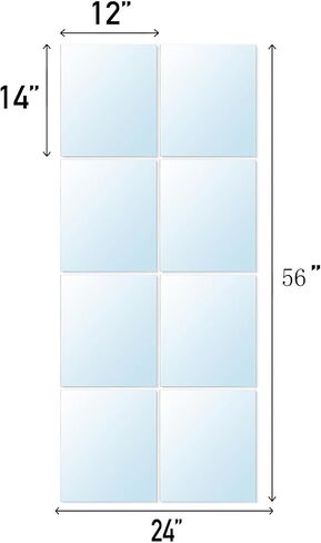 Full Length Combine Mirror Tiles 8" x 8" x 8Pcs Frameless Wall Mounted Glass Wall Mirror for Gym Door Bedroom Living Room in Saudi Arabia