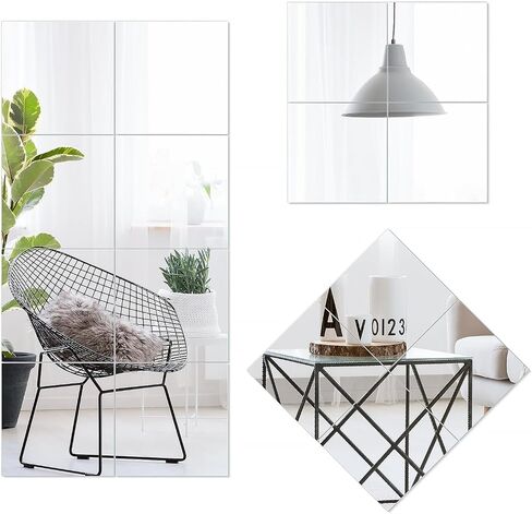 Full Length Combine Mirror Tiles 8" x 8" x 8Pcs Frameless Wall Mounted Glass Wall Mirror for Gym Door Bedroom Living Room in Saudi Arabia