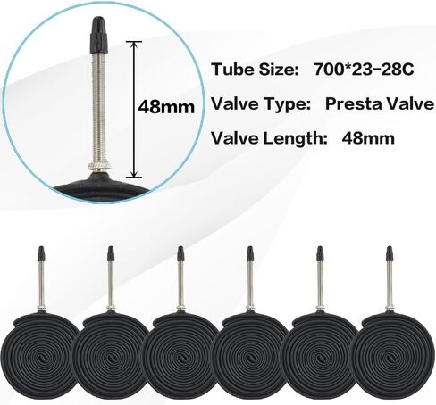 6 حزمة 700c أنبوب إطار الدراجة 700 x 23c 25c 28c 30c 32c 35c 38c 40c 42c أنابيب دراجة الطريق 700c الأنبوب الداخلي 48 مللي متر بريستا صمام بوتيل أنبوب دراجة مطاطي ورافعات الإطارات in Saudi Arabia