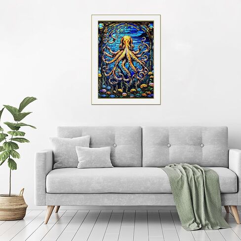 FORLAND Octopus Diamond Painting Kits for Adults Beginners - 5D DIY Sea Animals Art Full Drill Kits Painting Crafts for Home Wall Decor, Diamond Art Kits,Paint with Diamonds,12X16inch in Saudi Arabia