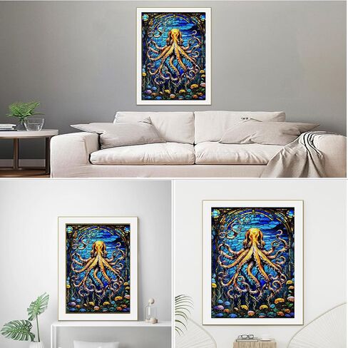 FORLAND Octopus Diamond Painting Kits for Adults Beginners - 5D DIY Sea Animals Art Full Drill Kits Painting Crafts for Home Wall Decor, Diamond Art Kits,Paint with Diamonds,12X16inch in Saudi Arabia