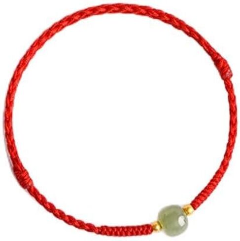 14K Gold Plated Good Luck Red Cord Bracelet Jadeite Bracelet, Lucky Jade Bracelet, Wish Bracelet, Protection Bracelet, Red string, Amulet Anklet for Protection and Luck Amulet in Kuwait