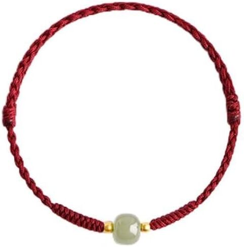 14K Gold Plated Good Luck Red Cord Bracelet Jadeite Bracelet, Lucky Jade Bracelet, Wish Bracelet, Protection Bracelet, Red string, Amulet Anklet for Protection and Luck Amulet in Kuwait