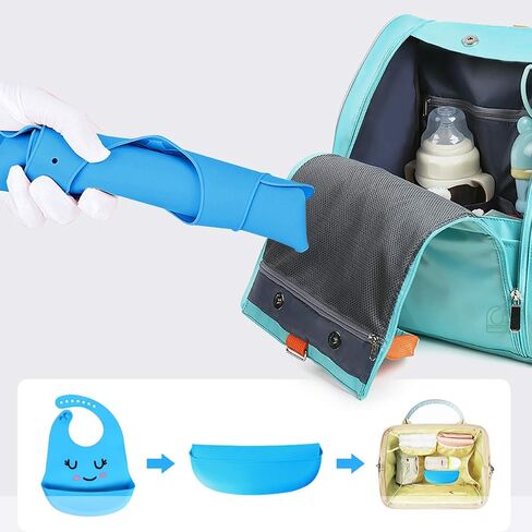 Adjustable Waterproof Food Grade Silicone Feeding Bib with Food Catcher Pocket for 0-36 Month Baby Easy Clean in Saudi Arabia