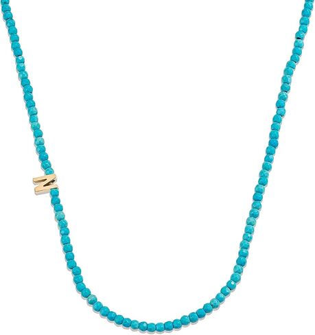 قلادة HJO Dainty Turquoise مطرزة أولية غير متماثلة، قلادة بحروف من الفولاذ المقاوم للصدأ مطلية بالذهب عيار 18 قيراط in Saudi Arabia