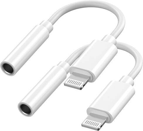 [Apple MFi Certified] Lightning to 3.5 mm Headphone Jack Adapter, 2 Pack for iPhone 3.5mm Headphone/Earphone Audio Aux Adapter Dongle for iPhone 14/13/12/11/SE 2020/XS/XR/X/8/7/iPad, Support iOS 17 in Kuwait
