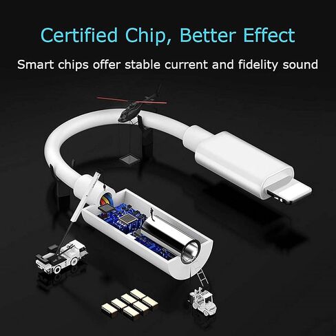 [Apple MFi Certified] Lightning to 3.5 mm Headphone Jack Adapter, 2 Pack for iPhone 3.5mm Headphone/Earphone Audio Aux Adapter Dongle for iPhone 14/13/12/11/SE 2020/XS/XR/X/8/7/iPad, Support iOS 17 in Kuwait