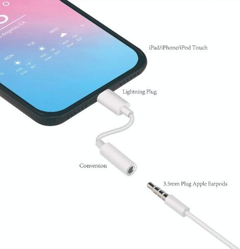 [Apple MFi Certified] Lightning to 3.5 mm Headphone Jack Adapter, 2 Pack for iPhone 3.5mm Headphone/Earphone Audio Aux Adapter Dongle for iPhone 14/13/12/11/SE 2020/XS/XR/X/8/7/iPad, Support iOS 17 in Kuwait
