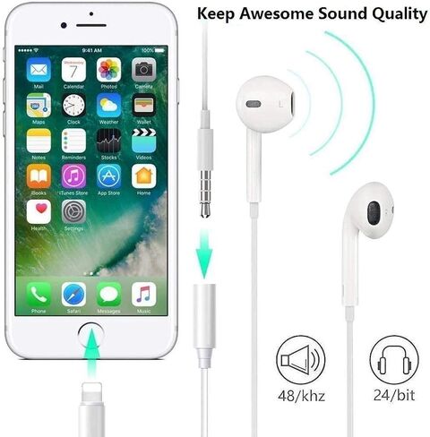 [Apple MFi Certified] Lightning to 3.5 mm Headphone Jack Adapter, 2 Pack for iPhone 3.5mm Headphone/Earphone Audio Aux Adapter Dongle for iPhone 14/13/12/11/SE 2020/XS/XR/X/8/7/iPad, Support iOS 17 in Kuwait