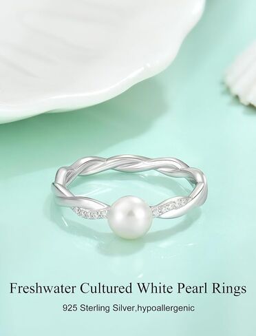 Twisted Rings for Women 925 Sterling Silver Cultured Freshwater Pearl Infinity Ring Wedding Engagement Band Jewelry Size 5-10 in Saudi Arabia