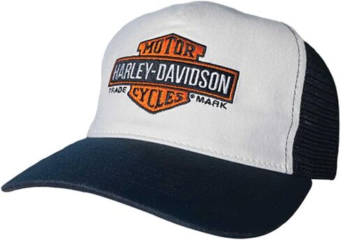 قبعة Harley-Davidson الرجالية Rural Bar & Shield Snapback Colorblocked Mesh Trucker Hat باللون الأسود in Saudi Arabia