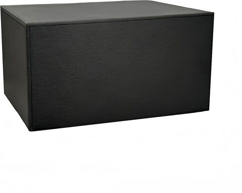 منظم مكتب جلدي مع 3 أدراج، لوازم مكتبية تنفيذية لسطح المكتب، خزانة/حامل ملفات A4، صندوق تخزين قابل للتكديس للمجوهرات/الفاتورة/الورق/المستندات/إكسسوارات ديكور المنزل للمكياج (قماش أسود) in Kuwait