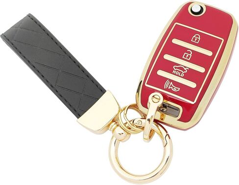 TPU Protective Key Fob Cover Case Compatible with Kia Sorento Rio Soul Forte Optima Carens Picanto Flip Remote Key Fob (Black) in Saudi Arabia