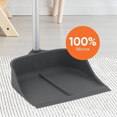 Silicone Dust Pan with Handle Commercial Lobby Dustpan with Long Handle Stand Up Dustpan, 35" Aluminum Long Handle, by Superio in Saudi Arabia