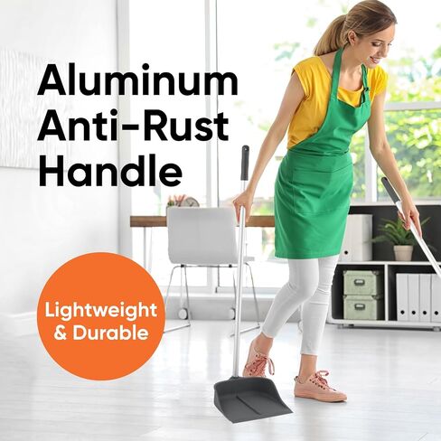 Silicone Dust Pan with Handle Commercial Lobby Dustpan with Long Handle Stand Up Dustpan, 35" Aluminum Long Handle, by Superio in Saudi Arabia