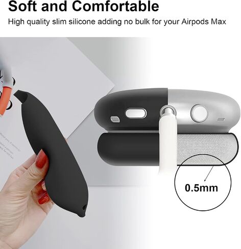 OETKER Compatible Airpods Max Case Cover, Soft Silicone 3 in 1 Anti-Scratch Ear Pad Case Cover/Ear Cups Cover/Headband Cover Accessories Protective Skin Case for Airpods Max Headphones,Black in Saudi Arabia