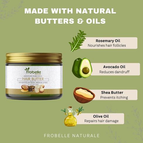Moisture Enriching Hair Butter for Softer Moisturized Type 4 Natural Hair - For Shining & Radiant Hair, Softens Hair with Shea butter, Argan Oil, Rosemary in Saudi Arabia