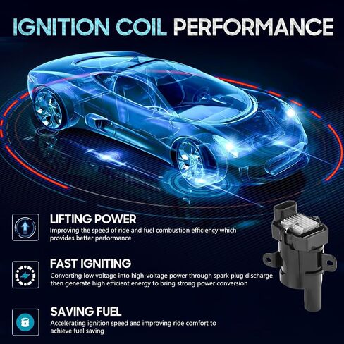 8PCS Round Ignition Coil Pack with 8PCS Iridium Spark Plug and 8PCS Wires Compatible with Chevrolet Cadillac GMC Buick Hummer H2 Isuzu Ascender 4.8L 5.3L 6.0L, Replace for UF262, Black in Saudi Arabia