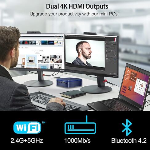Blackview 2024 Latest Mini PC, Intel 12th N95 Mini Desktop Computers, Win 11 16GB DDR4 RAM 512GB M.2 SSD Micro Computer Support Dual 4K UHD, Dual WiFi, BT4.2, Gigabit Ethernet, Blue in Saudi Arabia