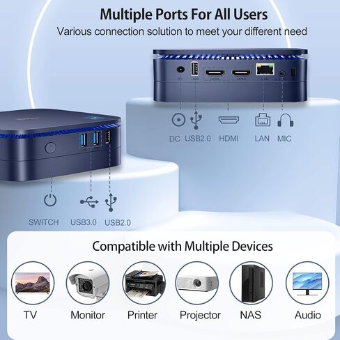 Blackview 2024 Latest Mini PC, Intel 12th N95 Mini Desktop Computers, Win 11 16GB DDR4 RAM 512GB M.2 SSD Micro Computer Support Dual 4K UHD, Dual WiFi, BT4.2, Gigabit Ethernet, Blue in Saudi Arabia