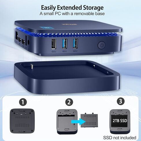 Blackview 2024 Latest Mini PC, Intel 12th N95 Mini Desktop Computers, Win 11 16GB DDR4 RAM 512GB M.2 SSD Micro Computer Support Dual 4K UHD, Dual WiFi, BT4.2, Gigabit Ethernet, Blue in Saudi Arabia