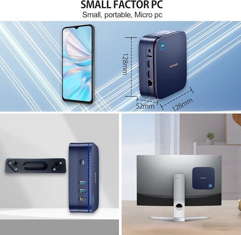 Blackview 2024 Latest Mini PC, Intel 12th N95 Mini Desktop Computers, Win 11 16GB DDR4 RAM 512GB M.2 SSD Micro Computer Support Dual 4K UHD, Dual WiFi, BT4.2, Gigabit Ethernet, Blue in Saudi Arabia