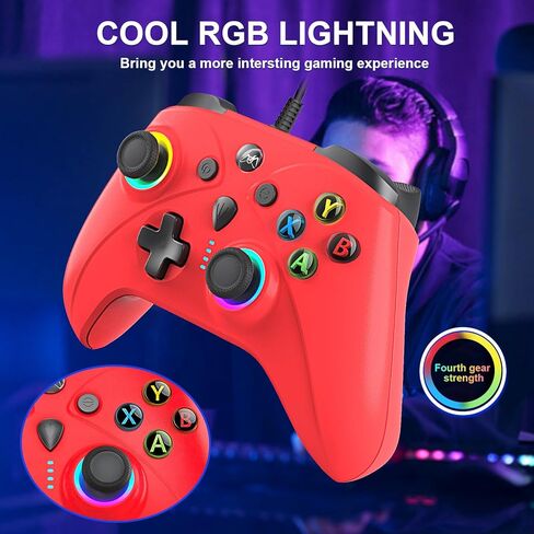 وحدة تحكم سلكية من OUBANG للتبديل/PS4/الكمبيوتر الشخصي، وحدات تحكم لوحة الألعاب Ymir2 Plug تعمل للتبديل/Switch Lite/Switch OLED/PS4/Steam/Windows عصا التحكم بتأثير قاعة الساحرة/الزناد، توربو ومجداف أحمر in Kuwait