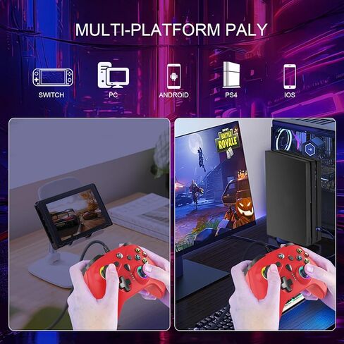 وحدة تحكم سلكية من OUBANG للتبديل/PS4/الكمبيوتر الشخصي، وحدات تحكم لوحة الألعاب Ymir2 Plug تعمل للتبديل/Switch Lite/Switch OLED/PS4/Steam/Windows عصا التحكم بتأثير قاعة الساحرة/الزناد، توربو ومجداف أحمر in Kuwait