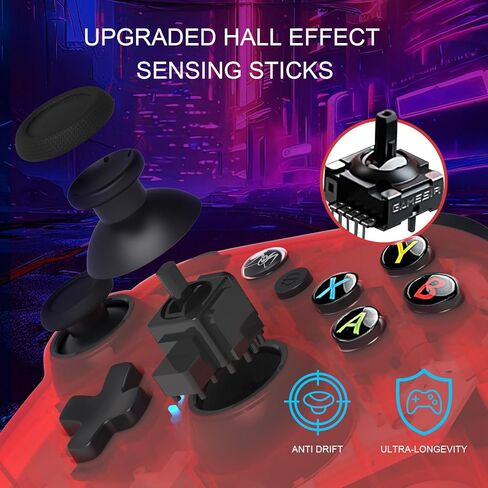 وحدة تحكم سلكية من OUBANG للتبديل/PS4/الكمبيوتر الشخصي، وحدات تحكم لوحة الألعاب Ymir2 Plug تعمل للتبديل/Switch Lite/Switch OLED/PS4/Steam/Windows عصا التحكم بتأثير قاعة الساحرة/الزناد، توربو ومجداف أحمر in Kuwait