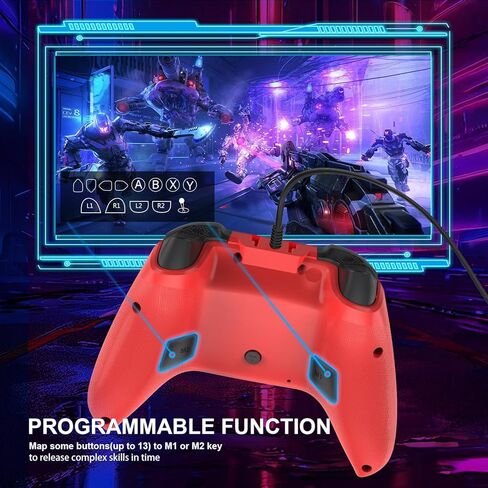 وحدة تحكم سلكية من OUBANG للتبديل/PS4/الكمبيوتر الشخصي، وحدات تحكم لوحة الألعاب Ymir2 Plug تعمل للتبديل/Switch Lite/Switch OLED/PS4/Steam/Windows عصا التحكم بتأثير قاعة الساحرة/الزناد، توربو ومجداف أحمر in Kuwait