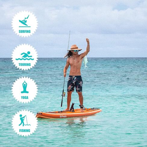 لوح مجداف قابل للنفخ من Freein Fishing SUP مقاس 11'6 بوصة/12'x33 ×6 للبالغين، حزمة قارب واقفة مع رفوف صيد ومحول ومجداف ومضخة مزدوجة الحركة ومقعد ومقود وحقيبة ظهر... in Saudi Arabia