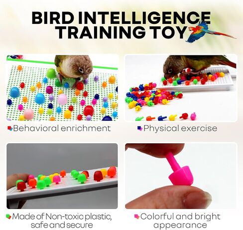 QBLEEV Bird Toys for Parakeets, Bird Intelligence Training Toy, Parrot Puzzle Toys Plastic Bird Educational Toys, Cockatiel Foraging and Chewing Toys, Conure Cage Accessories for Budgie Finch Lovebird in Kuwait