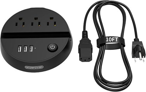 شريط طاقة منضدة مع USB - NTONPOWER 3 منافذ 3 محطة شحن سطح المكتب USB، سلك تمديد بطول 5 أقدام مع التحكم في التبديل وحامل الهاتف/الكمبيوتر اللوحي للمنزل وسفينة الرحلات البحرية والفندق والمكتب (أسود) in Kuwait