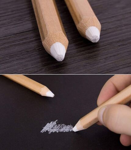 2 حزمة من أقلام الرصاص العامة للرسم الفحمي الأبيض، أقلام تمييز بيضاء للرسم والرسم بالقلم الرصاص، لوازم فنية من الفحم، أقلام رصاص خشبية بيضاء للفنانين والمشاريع الفنية المبتدئين in Kuwait