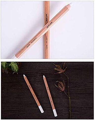 2 حزمة من أقلام الرصاص العامة للرسم الفحمي الأبيض، أقلام تمييز بيضاء للرسم والرسم بالقلم الرصاص، لوازم فنية من الفحم، أقلام رصاص خشبية بيضاء للفنانين والمشاريع الفنية المبتدئين in Kuwait