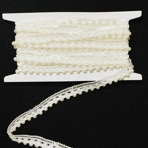 5 Yards Pearl Beaded Trim Bridal Lace Ribbon Trimming Edge Tape for Craft Sewing Wedding Dress Fabric DIY Decoration (4mm Black) in Saudi Arabia