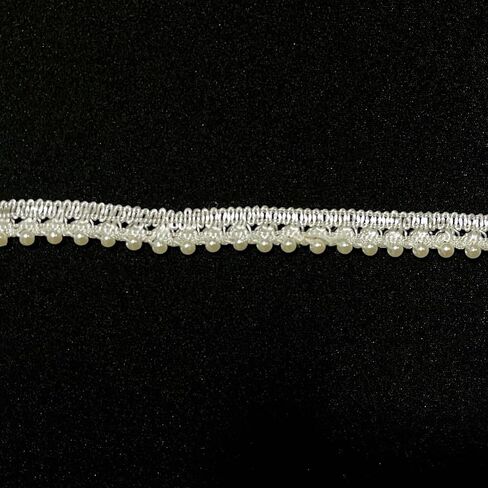 5 Yards Pearl Beaded Trim Bridal Lace Ribbon Trimming Edge Tape for Craft Sewing Wedding Dress Fabric DIY Decoration (4mm Black) in Saudi Arabia