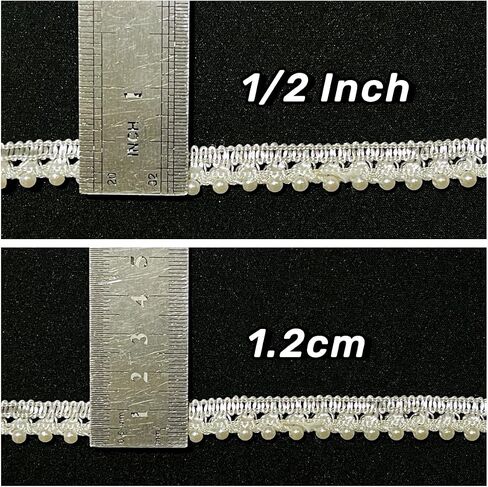 5 Yards Pearl Beaded Trim Bridal Lace Ribbon Trimming Edge Tape for Craft Sewing Wedding Dress Fabric DIY Decoration (4mm Black) in Saudi Arabia